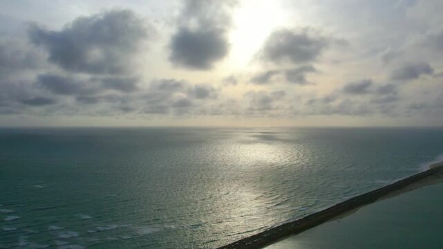 Aerial view of Ram Setu, dhanushkodi, Rameswaram Island, Tamil Nadu, India.