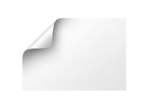 Blank white paper sheet with a curled corner isolated on transparent background