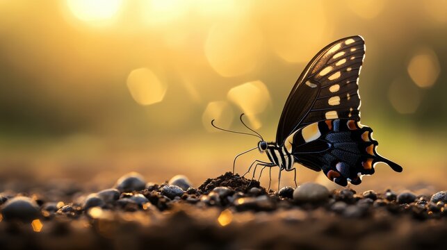 Eastern Tiger Swallowtail Butterfly with Extended Proboscis