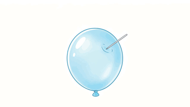 Delicate Blue Balloon with Needle Puncture Detail on White Background