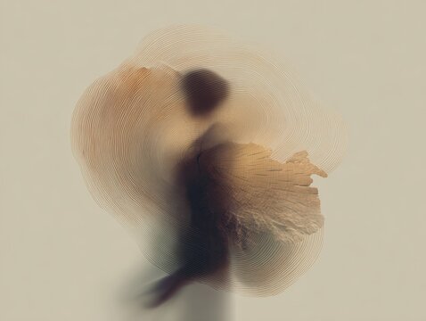 Minimal organic tree ring engraving abstract with soft neutral tones for background and wall art minimalism and family lineage symbolism