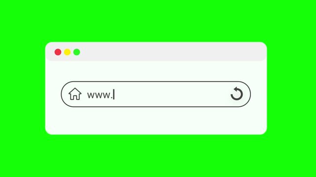 Browser address bar typing animation on green screen