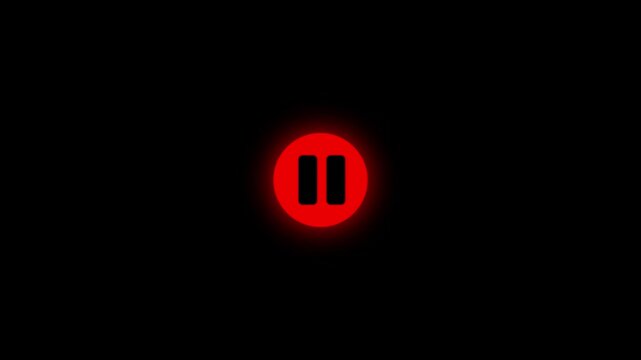 play icon animation. player button control pause button circle animation, glowing pause symbol motion graphic audio video control, play icon 4k animation with alpha.