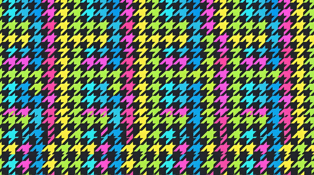 Colorful neon houndstooth checkered geometric pattern
