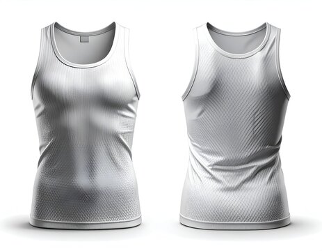 Perforated white performance tank top front and back.