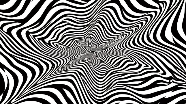 Dynamic Perspective Zebra Stripe Monochromatic Wave Motion Geometric Pattern pattern wave perspective zebra stripes monochromatic black white abstract geometric motion line dynamic optical illusion