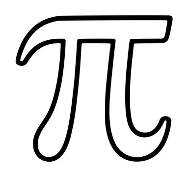 Minimalist black outline vector icon of the mathematical pi symbol, representing the constant ratio of a circle's circumference to its diameter, ideal for science, education, and geometry.