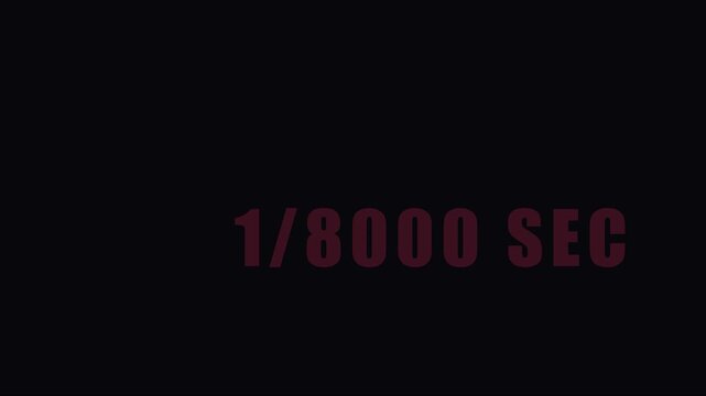 1/8000 sec speed shutter speed indicator for tutorials and technical motion animation 4k camera settings