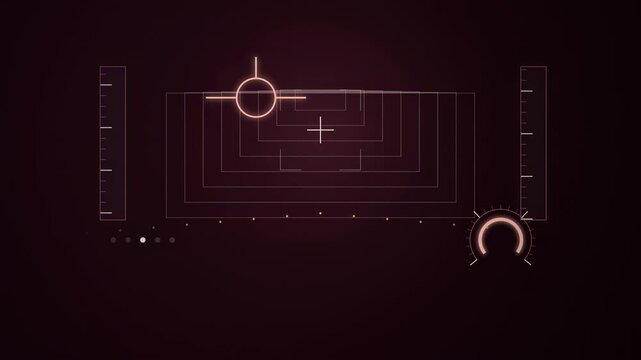Abstract animated flight path vector moving inside its cage drawn as coral and magenta lines and shapes on a deep dark background. Seamless looping 4K motion graphics video with free space for text, i