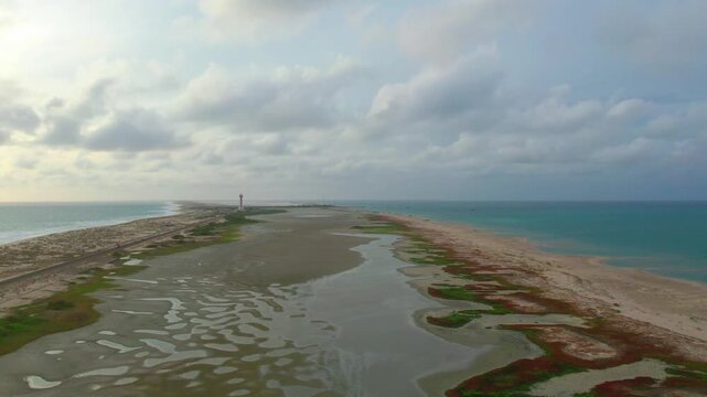 Aerial view of Ram Setu, dhanushkodi, Rameswaram Island, Tamil Nadu, India.