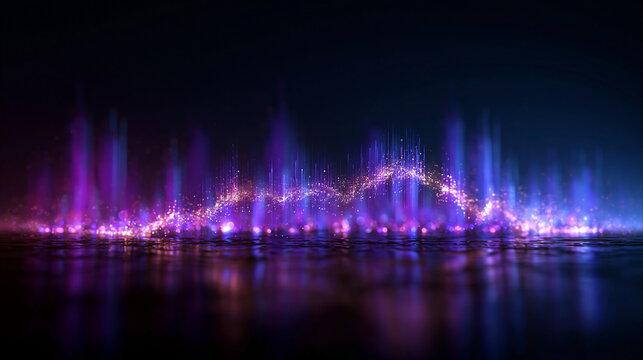 Abstract Digital Audio Wave and Glowing Particles Background