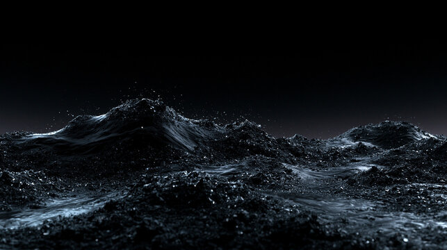 Abstract Dark Liquid Waves and Undulating Fluid Landscape