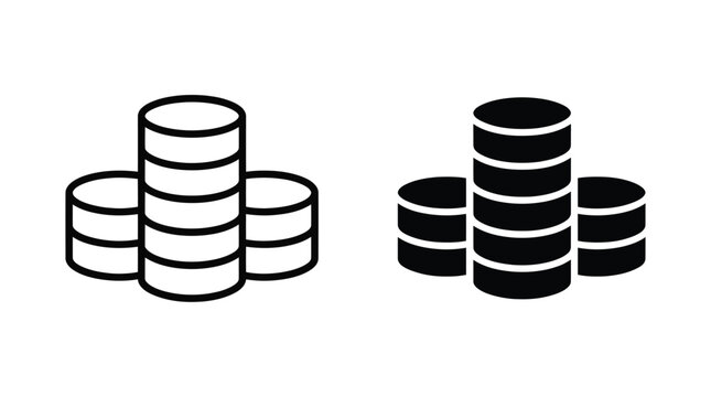 Set of two coin stack icons representing financial growth and savings.