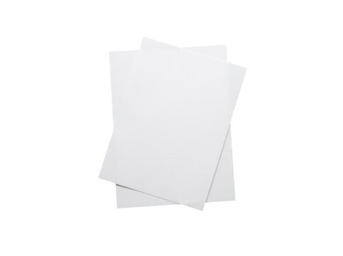 Two blank white sheets of paper isolated on transparent background