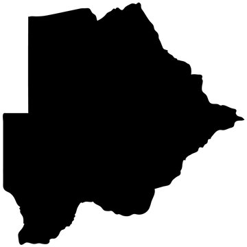 Botswana country map silhouette in black on a clean white background