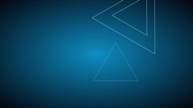 Abstract blue animation 4k background, with floating geometric, triangle shapes for, tech presentation triangles