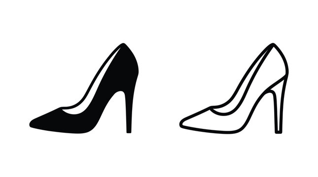 Black and white high heels shoes icon set vector illustration.