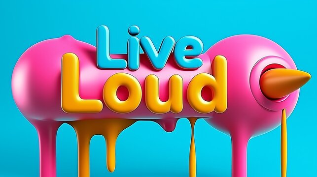 3D Live Loud text in colorful dripping style.
