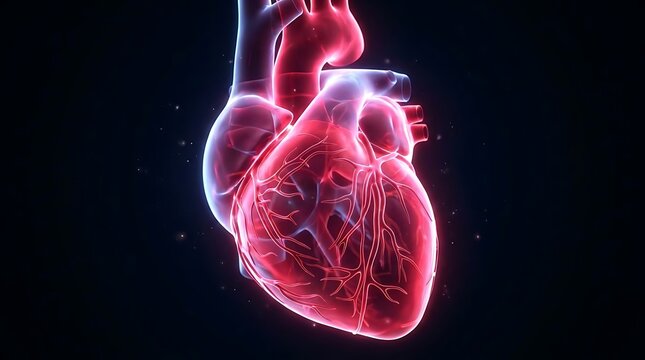 Anatomical human heart with blood vessels