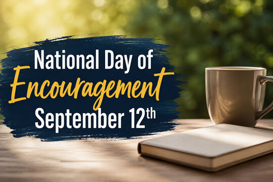 National Day of Encouragement September 12th with Coffee Cup and Book