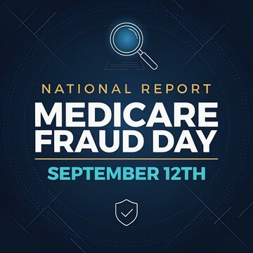 National Report Medicare Fraud Day September 12th with Magnifying Glass and Shield