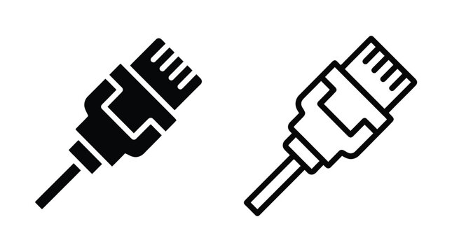Ethernet cable connector icons in vector design.