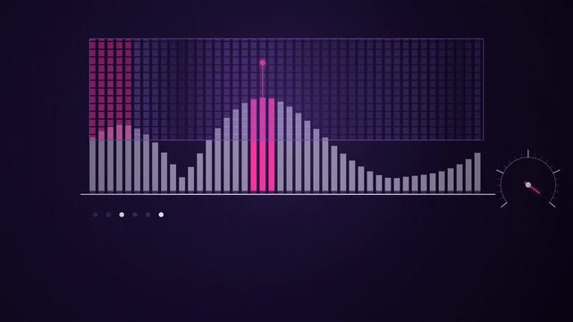 Abstract animated doppler shift drifting across a spectrum drawn as violet and blue lines and shapes on a deep dark background. Seamless looping 4K motion graphics video with free space for text, idea