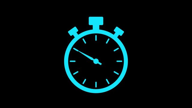 Stopwatch timer icon animation. spinning clock icon animation, clock icon animation. Clean timer and clock animation for media and interface use.4k animation
