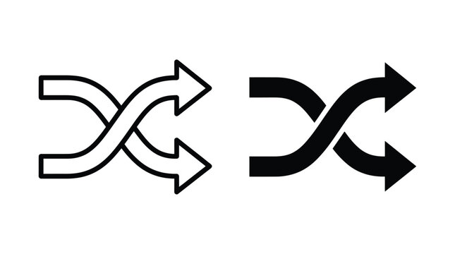 Set of shuffle icons featuring crossed arrows in outline and solid black styles.