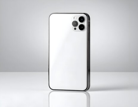 White smartphone back view with triple camera module.