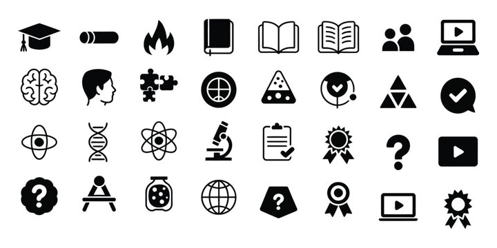 Set of education and science icons for school and university