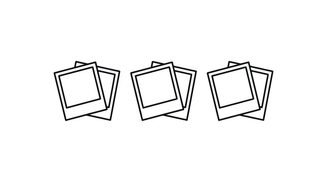 Three pairs of blank instant photo frames arranged in a horizontal row.