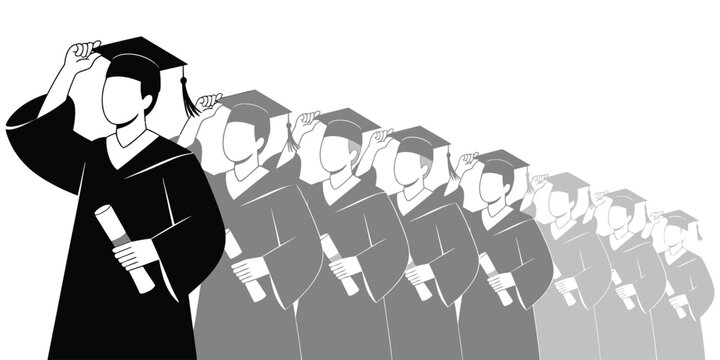 Graduation students in line vector