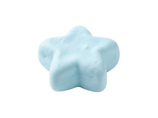 Fototapeta premium A single light blue starshaped marshmallow isolated on transparent background