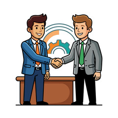 Fototapeta premium two businessmen shaking hands symbolizing a successful partnership collaboration and agreement for business development.