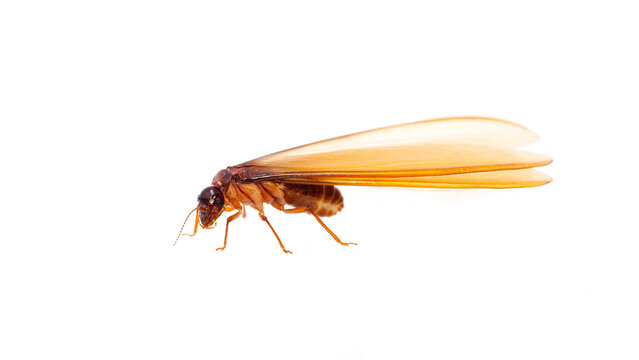 Winged Termite Alate Flying Insect Isolated on White Background
