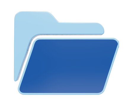 Blue digital folder icon, modern 3D file directory illustration, professional data storage symbol for office software and web interface
