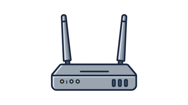 Wireless internet router with dual antennas icon.