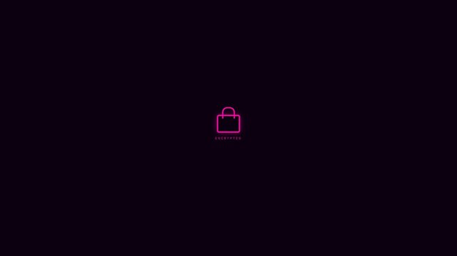 Motion of Neon Lock Icon in Digital Environment for Technology and Security Visuals.