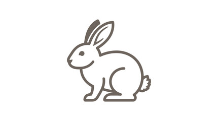 Fototapeta premium Hare outline drawing depicting a minimalist brown animal silhouette in profile against a plain white background surface.