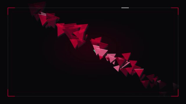 Red downward arrow representing failure against a green screen or chroma key backdrop. Declining trend symbolizes crisis and recession with loss. Bankruptcy concept animation