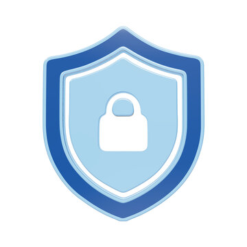 Digital security shield icon, a robust blue and light blue emblem for data protection and privacy. Secure online transactions, network safety, and cyber defense graphic element.