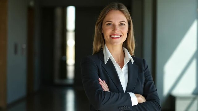 Successful business woman looking confident and smiling.