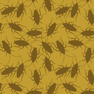 Roach insect seamless repeat pattern for Halloween or creepy crawler backgrounds