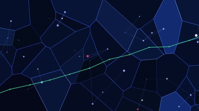 Animated stock market financial chart with green rising line. Growing stock graph design for trading and investment in continuous motion