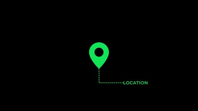 location map label animation with location pin icon address marker gps navigation pointer outline graphic element seamless looping video asset 4k