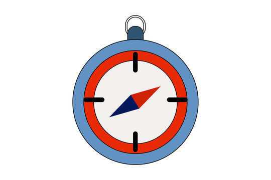 red and blue compass illustration on white background
