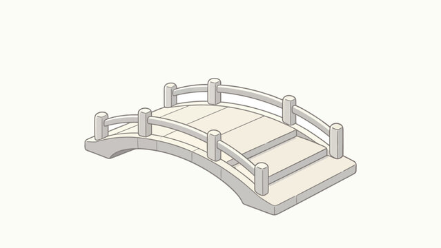 Minimalist Stone Arch Bridge with Curved Railings and Segmented Deck in Soft Neutral Tones