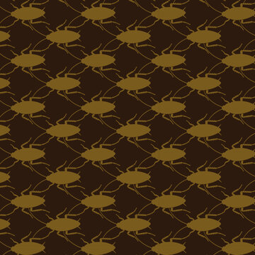 Vintage cockroach insect repeat pattern in a seamless vector design