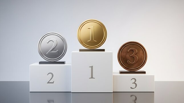 Winners Podium with Gold Silver and Bronze Medals for First Second and Third Place